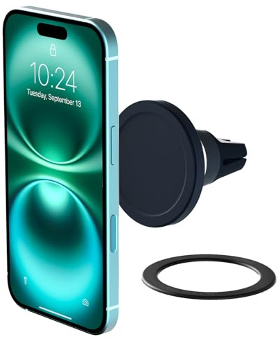 iOttie Velox MagSafe Compatible Air Vent Car Phone Holder. Unversal Magnetic Car Phone Mount for iPhone 12/13/14/15/16/17 Series & Android Phones via Included Magnetic Ring Adapter
