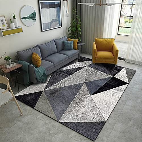Teppich Antirutsch auslegeware Grauer Langflor-Teppich, rechteckiger Teppich, Schlafzimmerteppich, Wohnzimmerteppich, schmutzabweisend Teppich waschbar rutschfest 40X60CM