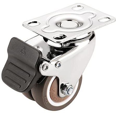 Meubles de chariots, roulettes 4pcs / Set Roulettes pivotantes silencieuses robustes 1,5/2 pouces Roues en caoutchouc double rangée avec roulettes de meubles de chariot de frein