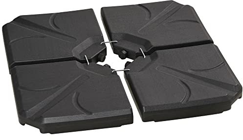 Outsunny Base per Ombrellone in Plastica HDPE da 4 Pezzi, Riempibili con Acqua e Sabbia Fino a 18kg, 103x103x8.3 cm, Nero