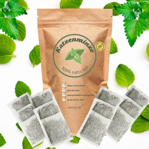 SNOOZYCAT Hierba gatera natural 100% de calidad alimentaria de cultivo alemán sin fertilización | Nepeta cataria ideal también para juguetes para gatos Catnip