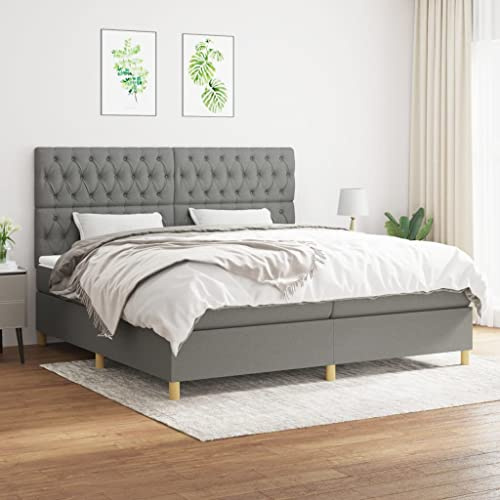 CKioict Palettenbett Modernes Bettgestell Jugendbett Boxspringbett mit Matratze Dunkelgrau 200x200 cm StoffGeeignet für Arbeitszimmer, Wohnzimmer, Hotel
