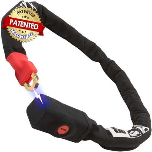 Seatylock Viking Fahrrad Kettenschloss mit Schlüssel – Patentiertes diebstahlsicheres Fahrradschloss - hohe Sicherheit Sold Secure Silver Bike Lock für City eBike und Scooter (110 CM)