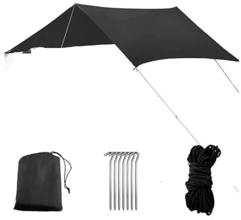 Zeltplane Camping Zelt Tarp Campingzeltplane, wasserdichte Picknickmatte, 3 x 3 Meter, Seitenmarkise for das Auto, for den Außenbereich, mit Tragetasche, Regenplane, Hängemattenüberdachung, Schatten,