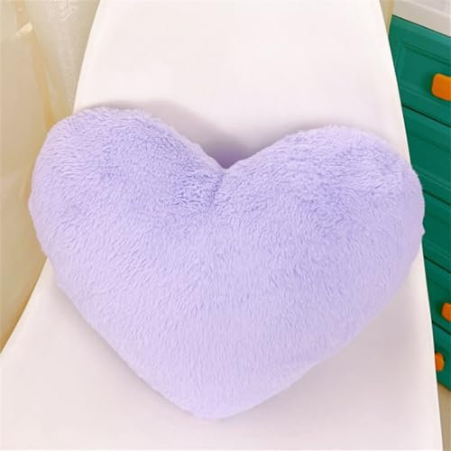 Herzkissen Dekokissen Zierkissen 46x36 cm Herz Kissen Kinderzimmer Decor Herzform Dekokissen Kopfkissen Kissen Zierkissen, Plüsch Kinderkissen für Kinderzimmer Sofa Dekoration (lila)
