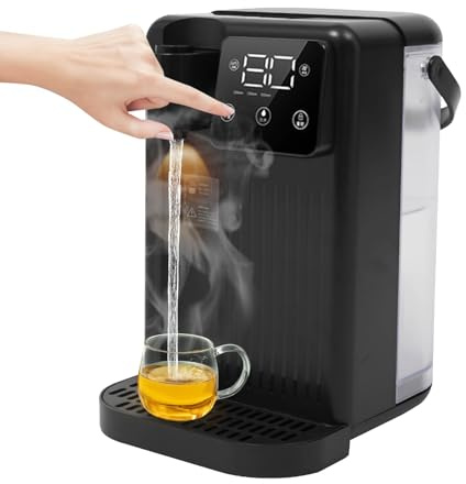 RjcdOPL Distributeur d'Eau Chaude Instantanée 1700W avec Filtre, Température/Débit Réglables, Écran Tactile LED, Réservoir 3L, Sécurité Enfant, Bruit Faible 43dB (Noir)
