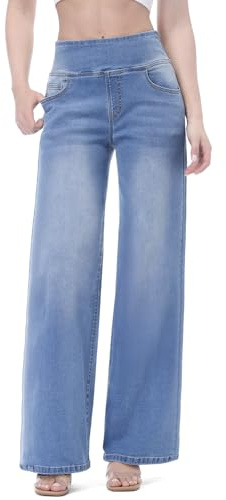 Chasehot Jean Femme,Taille Haute Coupe Droite Straight Jeans,Mode Baggy Jambes Jean,Taille Elastique Large Pantalon Femme