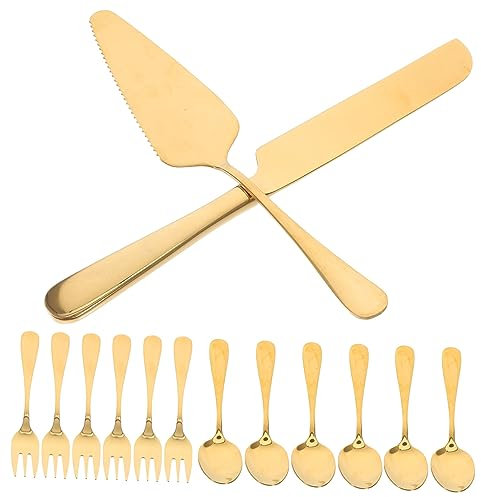 Cabilock Herramientas Para Hornear De Acero Inoxidable Cortador De Pasteles Espátula Cucharas y Tenedores Para Postres Para Fiestas y Banquetes