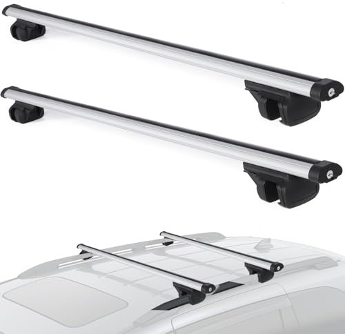 WODHMIEY Baca Coche Universal 135cm, Aluminio, Barra Techo Auto, Compatible con Modelos con Relingas Abiertas, Carga hasta 100kg, Ideal para SUVs y Vehículos