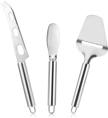 Windfromort Käsehobel Set 3 Stück - Käseschneider Set - Edelstahl Käsemesser - Butterschneider - Spülmaschinenfest - Käsehobel, gezacktes Käsemesser, Buttermesser - Robustes Material