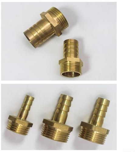 Schlauchadapter aus Messing mit Außengewinde für BSP-Gewinde für Wasser- und Kraftstoffleitungen, 2 Stück (3/4 Zoll männlich x 19 mm)