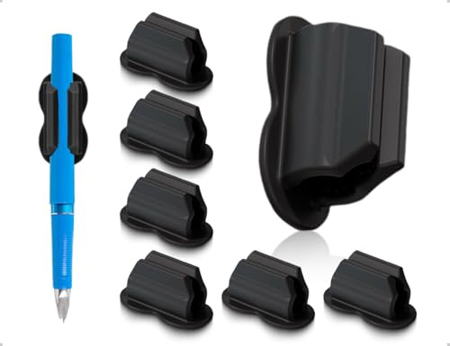 Emezddo 6 Stück Stifthalter,Silikon Selbstklebend Marker-Clip,Flexibler Stiftschlaufe,verwendet für Klemmbrett Schreibtisch Klassenzimmer Büro Whiteboard Kühlschrank(Schwarz)