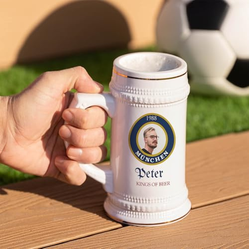 Wanapix | Chope à Bière Personnalisée | Chope Allemande en Céramique | 580 ml | Passe au Lave-vaisselle | Cadeau Original | German