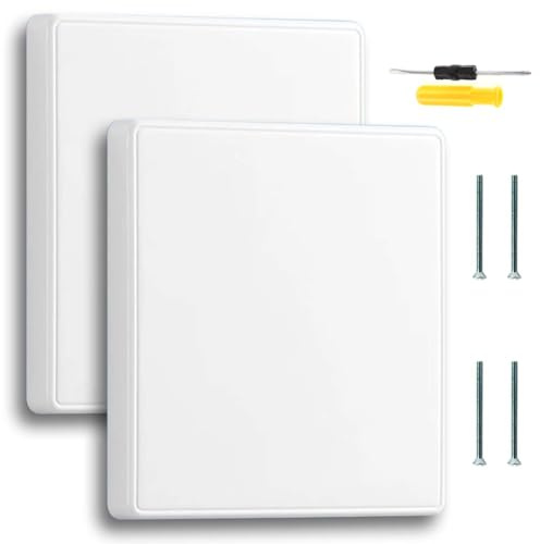 Acmerota 2 piezas Cubierta de placa ciega individual Cubiertas de enchufe cuadradas Placa de enchufe ciega individual para cajas eléctricas de enchufes Acabado blanco Enchufes expuestos (blanco)