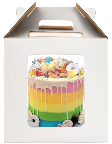 Yinlinsta 10x10x10 Inch Tall Cake Boxes with windows,8in 10in Tall Cake Carrier, Layer Cake Box,Large Tiered Cake Box,Durable White Bakery Box,Large cake box(1pack)