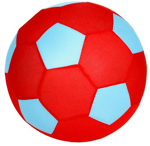 BURI XXL Nätboll jätteboll 50 cm stor | mjuk nätboll, uppblåsbar | tygboll, nätboll för barn, vuxna och äldre | sportboll, gymnastikboll, rörelseboll (röd/blå)