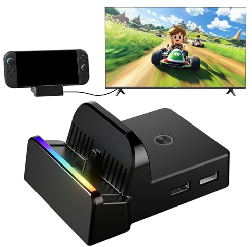 Switch 2 TV Dock, Station d'accueil pour Nintendo Switch 2/OLED, Support de Charge Portable RGB Docking Adaptateur HDMI 4K Interface USB 3.0, Type-C Port