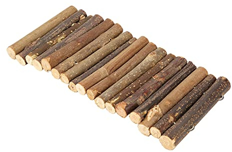 Hamwesh Puente de Palo de Madera para Animales Pequeños, Alambre de Metal Flexible, Ideal para Trepar y Masticar Hámster, Juguete de Rampa para Roedores y Ratones (M(66x45x17cm/26x17,72x6,69