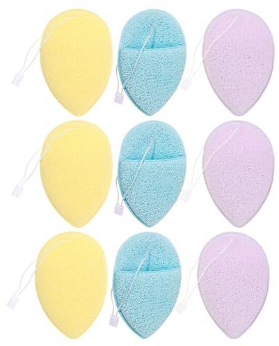 LOORGVEL 9pezzi Spugna per Pulizia del Viso Dischetti Esfolianti Riutilizzabili Scrubber per Lavaggio del Viso per Cura della Adatto per Donna e Sensibile