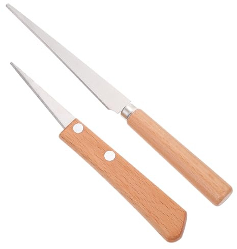 Alipis Cortador de Desbarbado para Arcilla y Cerámica Mango de Madera, Juego de 2 Piezas (largo y Corto), Herramienta para Tallar Madera y Modelado Artesanal, Adecuado para Manualidades