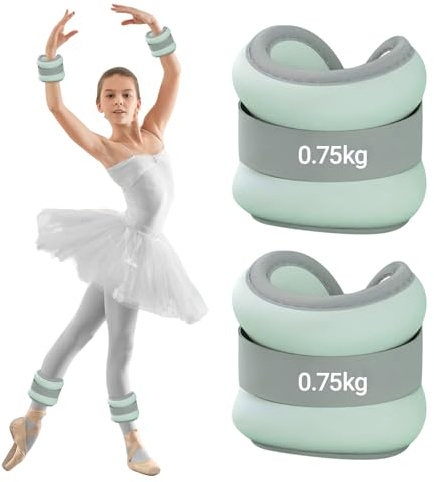 Pesi alla caviglia regolabili, pesi da polso e caviglia, set da 2 pezzi (0,75 kg), polsini per peso, peso alla caviglia, adatti per principianti e bambini, ideale per pilates, yoga, jogging, verde