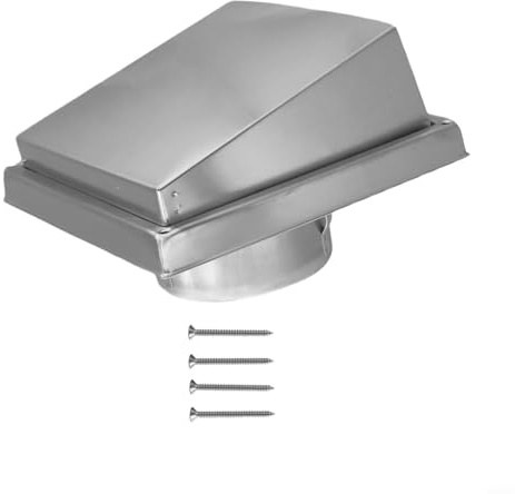 Ventilateur extracteur carré en acier avec maille, grille anti-oiseaux 304, conduit mural, silencieux pour séchoir à flux d'air pour salle de bain, cuisine, garage (100 mm)