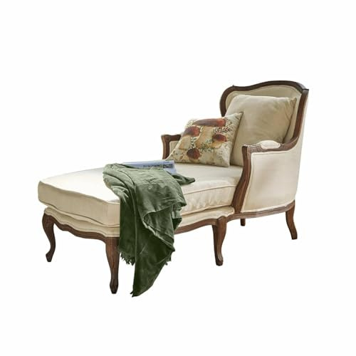 Loberon Muel Chaise-Longue - Legno di Quercia Massiccio - Fodere Lavabili, Crema/Marrone
