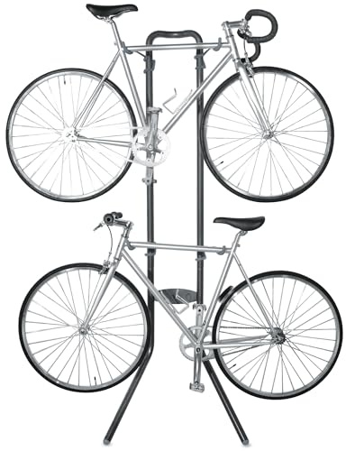 Rugged 2 Bike Rack for Garage & Home by Delta Cycle – No Drilling Required – Fully Adjustable Gravity Storage Rack for Any Style Bicycle – Leaning Wall Rack Holds Up to 100 lbs