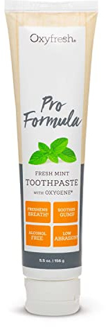 Oxyfresh Pro Formula Fresh Mint Toothpaste – Gentle Low Abrasion - Cosmetic Fluoride Free - for Bad Breath, Sensitive Teeth and Gums with Natural Essential Oils - 5.5 oz