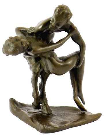 Kunst & Ambiente - Wiener Bronzefigur - Satyr entführt Jungfer - mit Bergmann-Stempel - Faun - Teufel Skulptur - Statuen online kaufen - Wohndeko