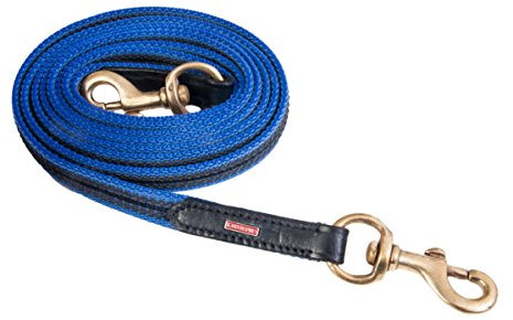 Karlslund Zügel Woven Rubber Reins Brass, Blue, k381-blu-bra
