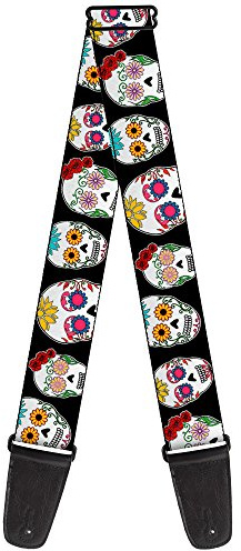 buckle-down gs-w37103 Staggered Sugar Skulls Close Up Schwarz/Multi Farbe Gitarrengurt