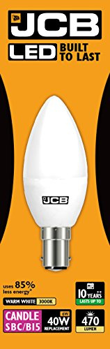 JCB LED Candle Opal B15 Energy-Saving Lightbulb, B15d, 40 W, Warm White/Kelvin