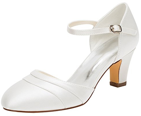 Emily Bridal Scarpe da Sposa Silk Women Like Satin Stiletto Heel Pompe Chiuse Chiuse (EU38, Avorio)