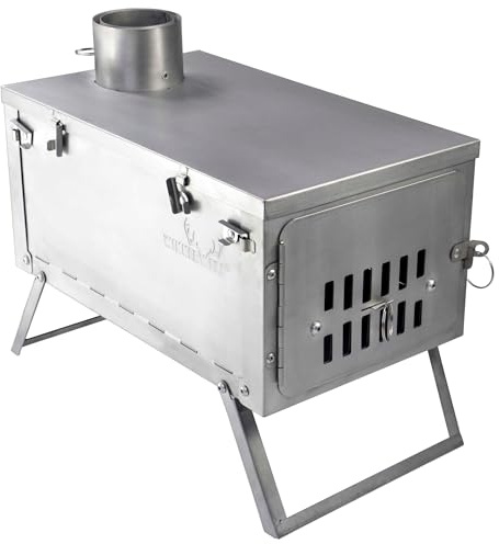 Winnerwell Fastfold Titan Zeltofen – Ultraleichter faltbarer Holzofen mit Schornstein & Feuerbox – Tragbarer Campingkocher für Tipi, Trekking & Bushcraft Abenteuer