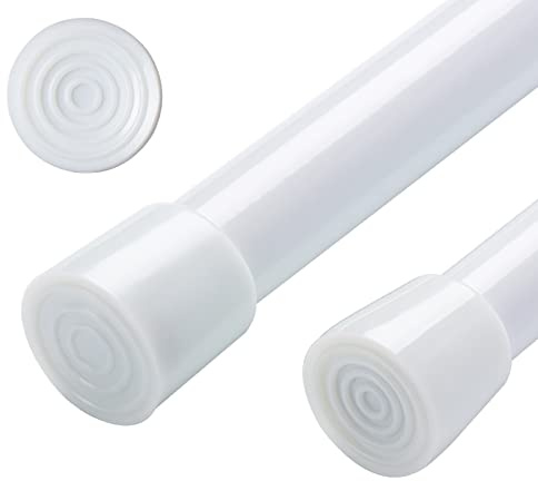 White Tension Curtain Rod for Windows 26-39 Inch,Adjustable Expandable Pressure Spring Curtain Rod No Drilling, 5/8 Curtain Rod for Closet Door Bedroom Doorway