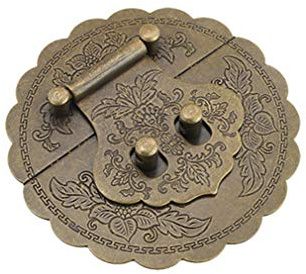 Tiazza 9cm Antik Messing Runde Präge Messing Haspe Schnalle Schlossfalle Schrank Box Möbel Hardware Haspe (Antik Bronze)