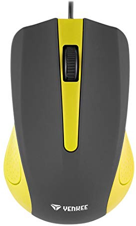 Yenkee YMS 1015YW USB-Maus mit SUVA-Kabel, Ergonomisches Design, für zu Hause und Büro,Kabellänge: 1,25 m, Wired Mouse, gelb