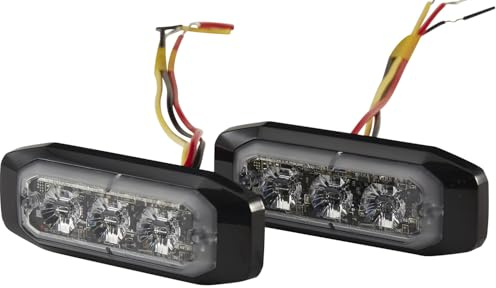 HELLA Frontblitzer Rundumleuchte - LED Warnleuchte - Blitzleuchte - rot -BST-Slim - 12V / 24V - Schraubanschluss/Anbau - Kabel: 250mm - Set - Menge: 2 - 2XD 014 563-601