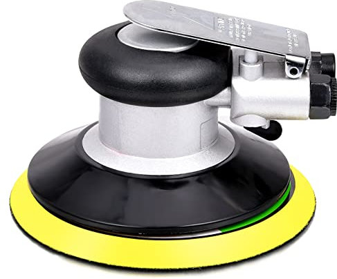 Professionale levigatrici orbitale pneumatica, levigatrice pneumatica a doppia azione ad alte prestazioni lucidatrice mini con chiusura, 10000 giri/min (Argento 150mm)