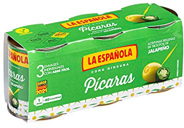 Pack 8. Tripack Mini-bar Aceitunas R. Jalapeños La Española PICARAS