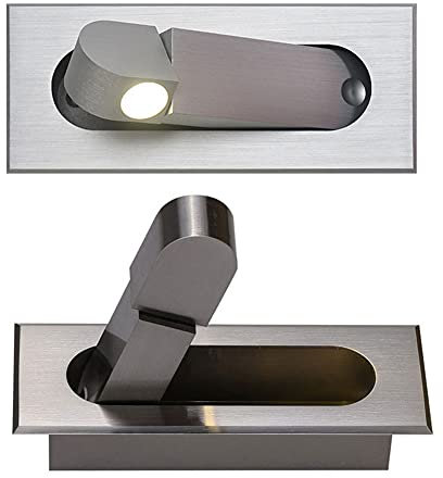 SHXITAYNB Liseuse LED Tete De Lit avec, Applique Murale Décorative Encastrée, Orientable À 360 °, Pliable À 90 °, 3W Neutre 4000K/Blanc Chaud 300OK,Argent,3W3000K