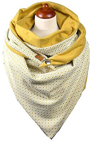 Herbests Damen Dreieckschal, Warme Schal mit Knopf Vintage Elegant Lässige Wickelschal Herbstschal Poncho Soft Wrap Lange Stola Winterschal Halswärmer Dreieckstuch Damenschal FüR Frauen, M