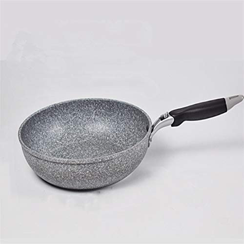 Wok Pan 28cm Sartén Sartén Antiadherente Sartén Caldero Cocina De Inducción Wok Sartén Pan Sartén De Huevo Estufa De Gas Sartén Panqueque Home Garden (Color : Wok Pan 28cm) (Wok Pan 28cm)