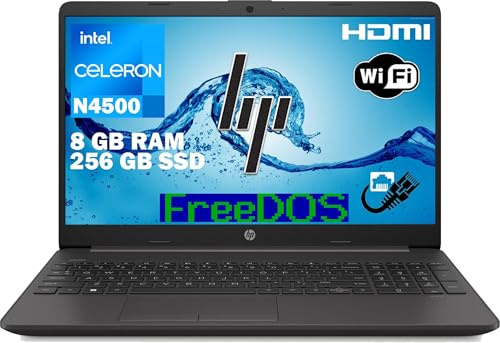 HP 250 G9 Notebook Laptop Portatile 15,6 Pollici - Processore Celeron Intel N4500-8GB RAM - 256 GB SSD - FreeDos