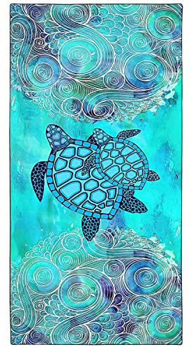 Zomer Strandtuch groß 90x180 cm Mikrofaser Schnelltrocknendes Bedrucktes Saunahandtuch mit Schildkröte Motiv