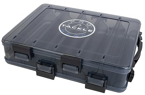Pro Tackle Lure Box Köderbox, Grau, Small Double - 20,5 x 17 x 4,8 cm | Wasserdicht, UV-Schutz, Für Kunstköder & Kleinteile, Angelbox