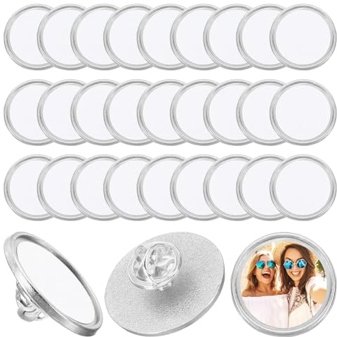 PATIKIL Sublimation Leere Schaltfläche 30Stk 0.98 Aluminum Basteln Sublimation Stifte Rund für Basteln Handwerk Abzeichen Schmuck Anstecker Silber Weiß