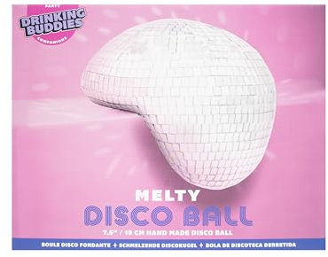 NPW 7.5 Melty Disco Ball- Last Disco Bachelorette Party Decorations | Groovy Barware Shelf Decor, 70s Birthday Cocktail Accessories, Wedding, Champagne, Retro, New Years Eve, Melted Mirro Ball