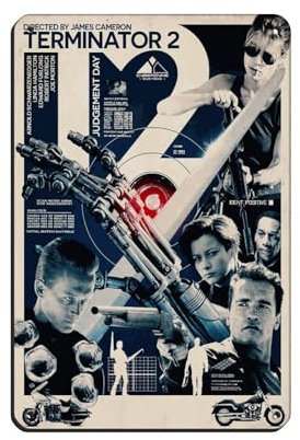 Terminator 2 Poster Filmposter Retro Poster Metall Blechschild Chic Art Retro Eisen Malerei Bar Menschen Höhle Cafe Familie Garage Poster Wanddekoration 20 x 30 cm